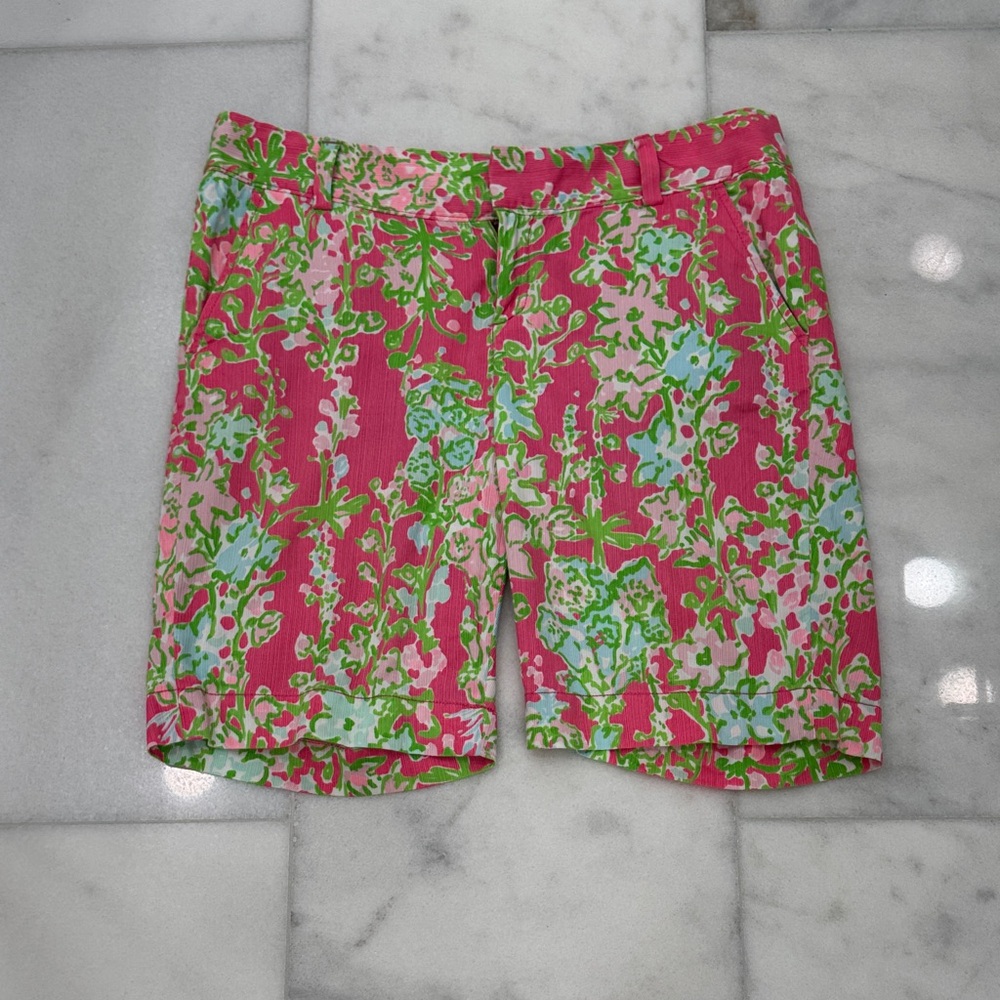 Lilly Pulitzer Pink and Green Floral Shorts